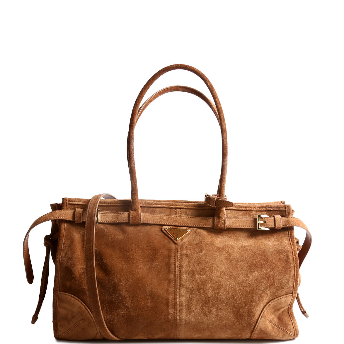 Prada Bonnie Shoulder Bag Suede Brown