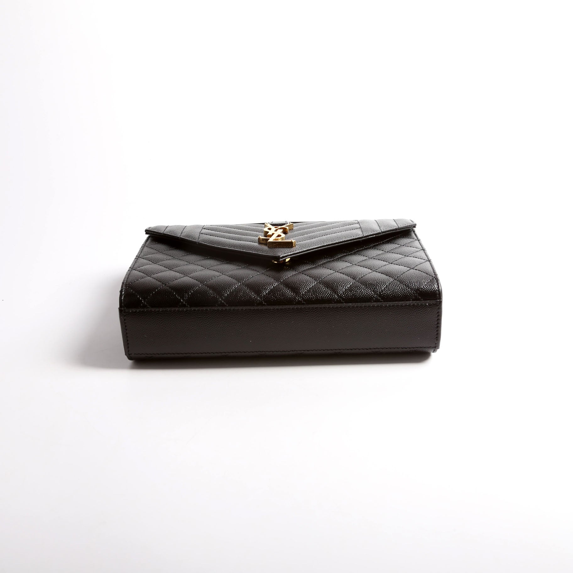 YSL Saint Laurent Envelope Triquilt Bag Black Small Travel Bag Triquilt 600195 Black