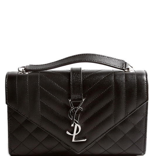 YSL Saint Laurent Envelope Triquilt Bag Black Small Travel Bag