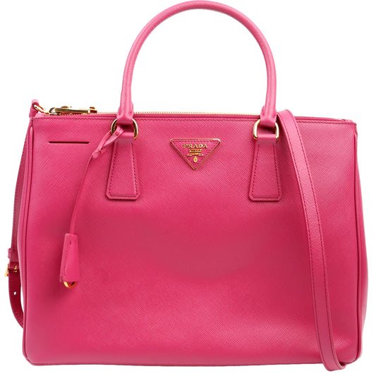 Prada Saffiano Lux Galleria Bag Pink Medium Travel Bag