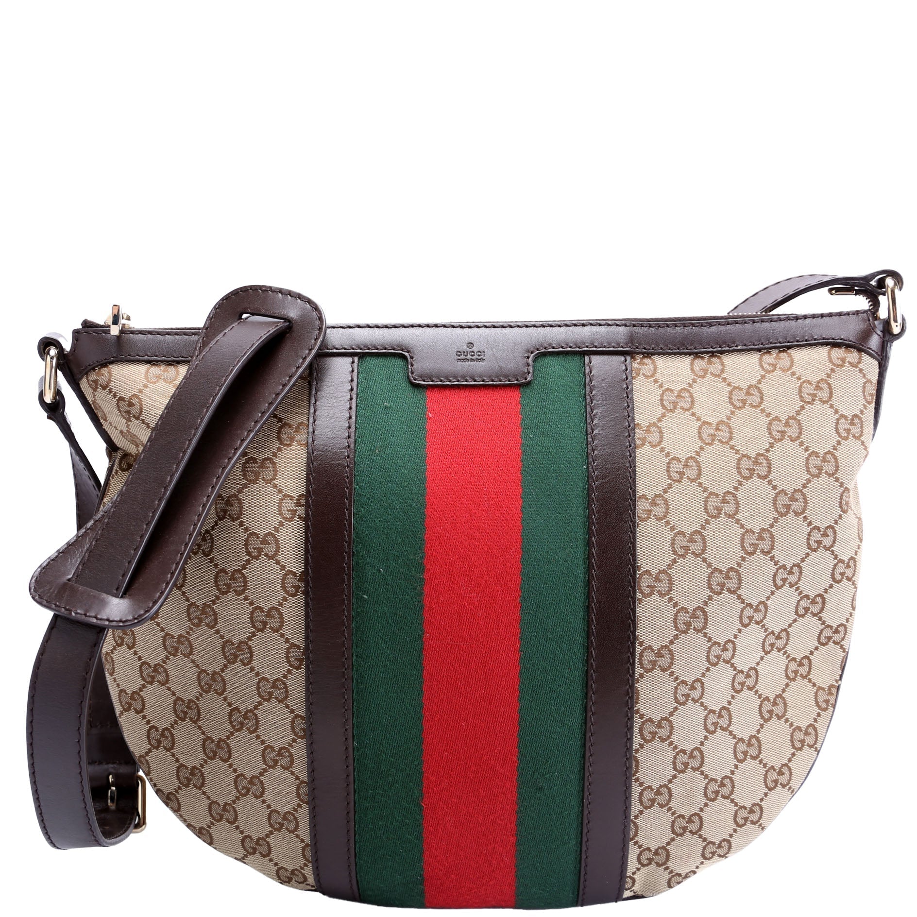 Gucci GG Web Half Moon Canvas Shoulder Bag Hobo 1