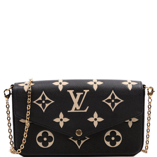 Louis Vuitton Pochette Felicie Bicolor Empreinte Black Beige Clutch Bag