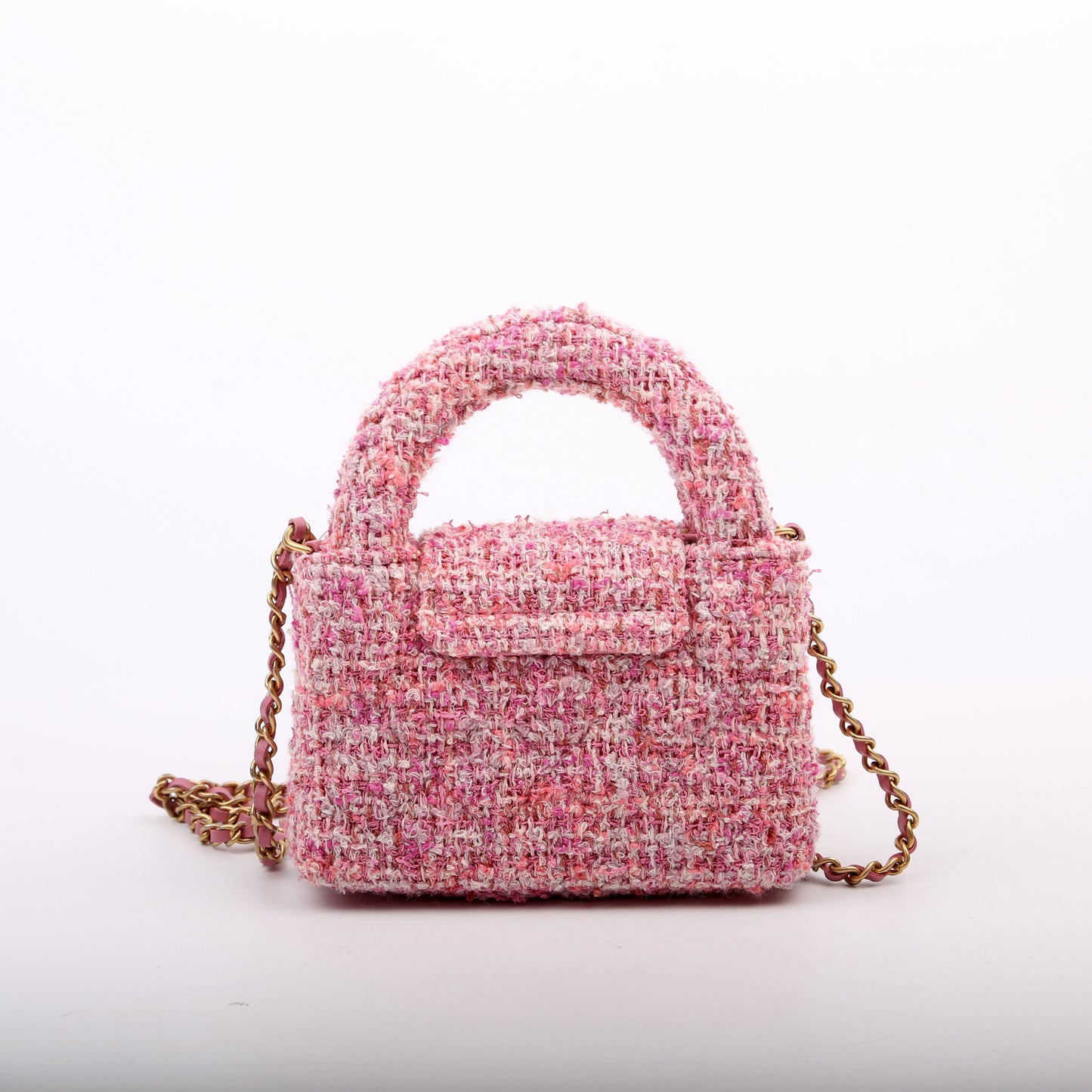 Chanel Kelly Shopper Nano Tweed Pink Tote Bag