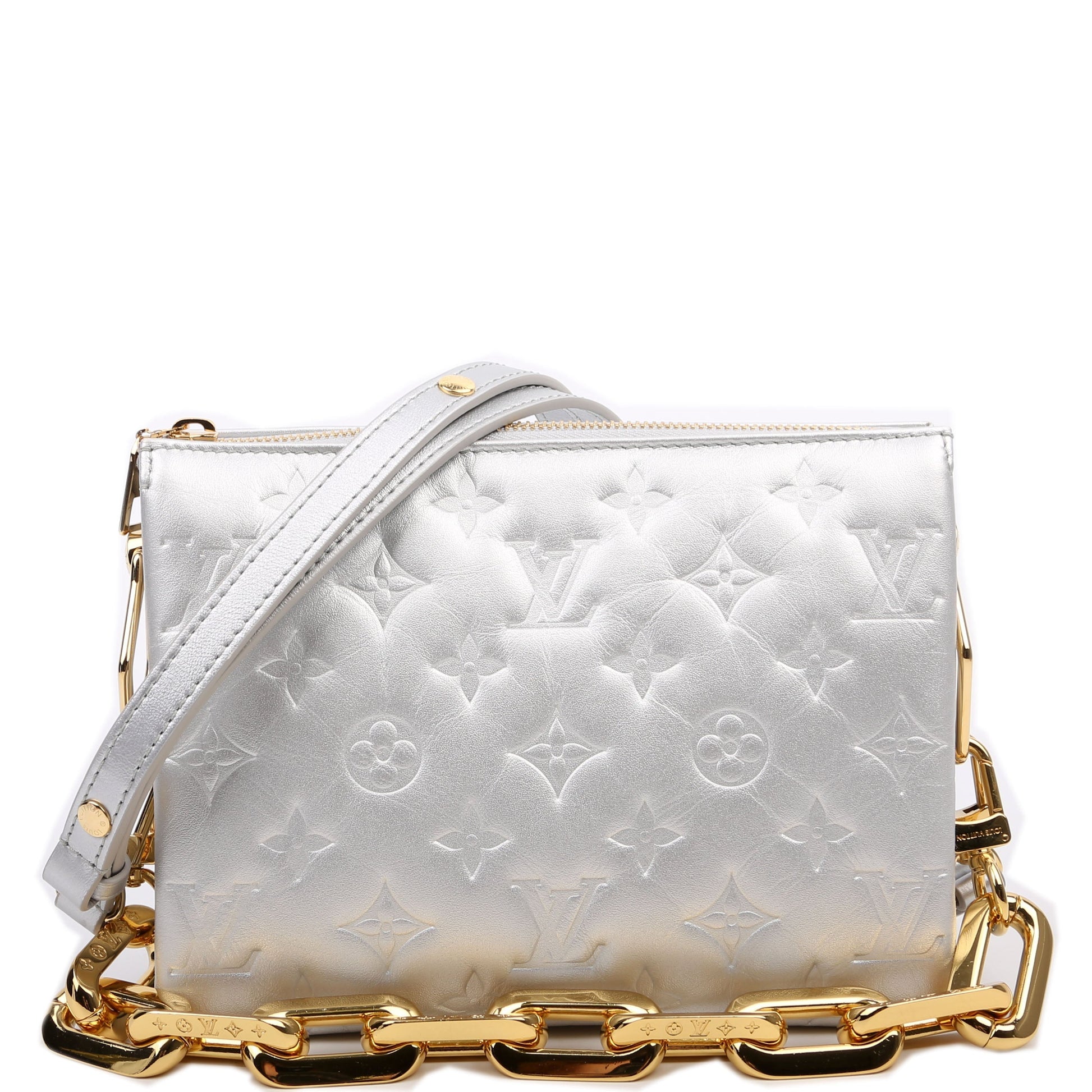 Louis Vuitton Coussin BB New Version Sier Lambskin Silver Handbag