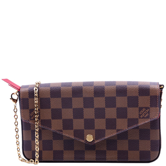 Louis Vuitton Pochette Felicie Ebene Damier Red Clutch Bag Red 2