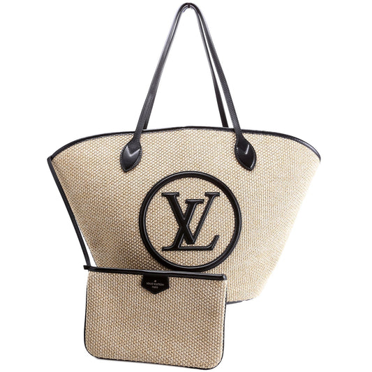 Louis Vuitton Saint Jacques Raffia Tan Black Tote Bag
