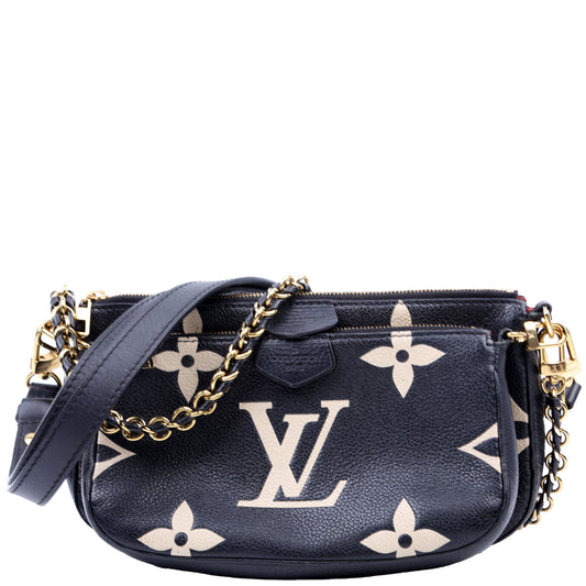 Louis Vuitton Multi Pochette Bicolor Empreinte Black Beige Clutch Bag