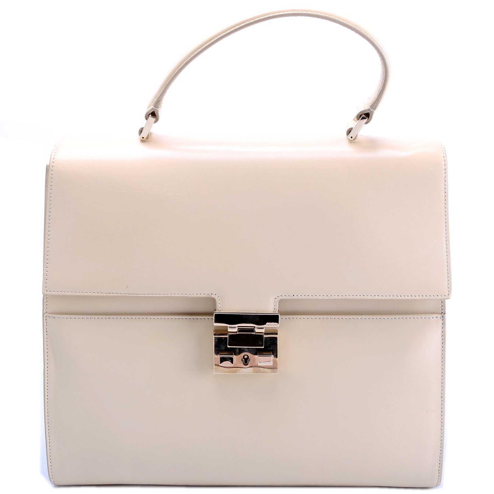 Gucci 001- Lady Lock Leather Beige Top Handle Travel Bag