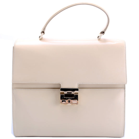 Gucci 001- Lady Lock Leather Beige Top Handle Travel Bag