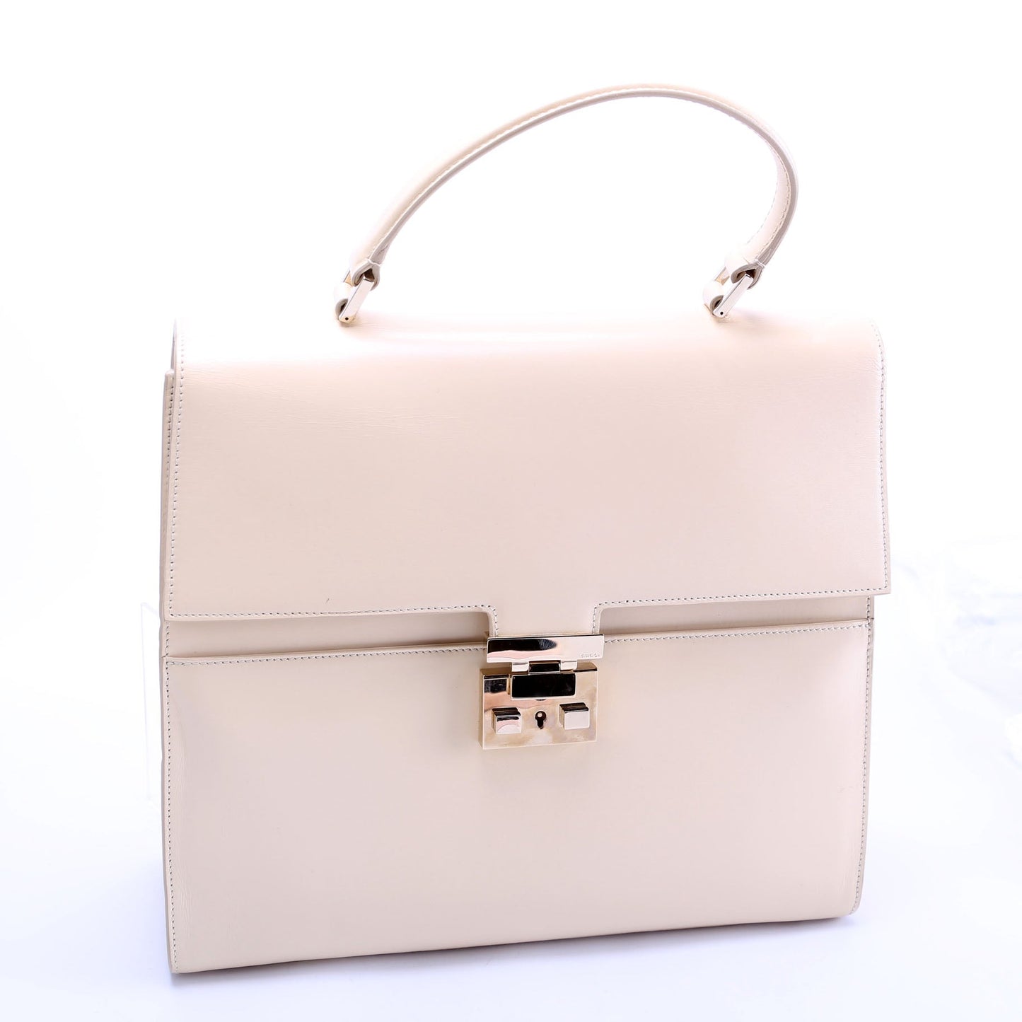 Gucci 001- Lady Lock Leather Beige Top Handle Travel Bag