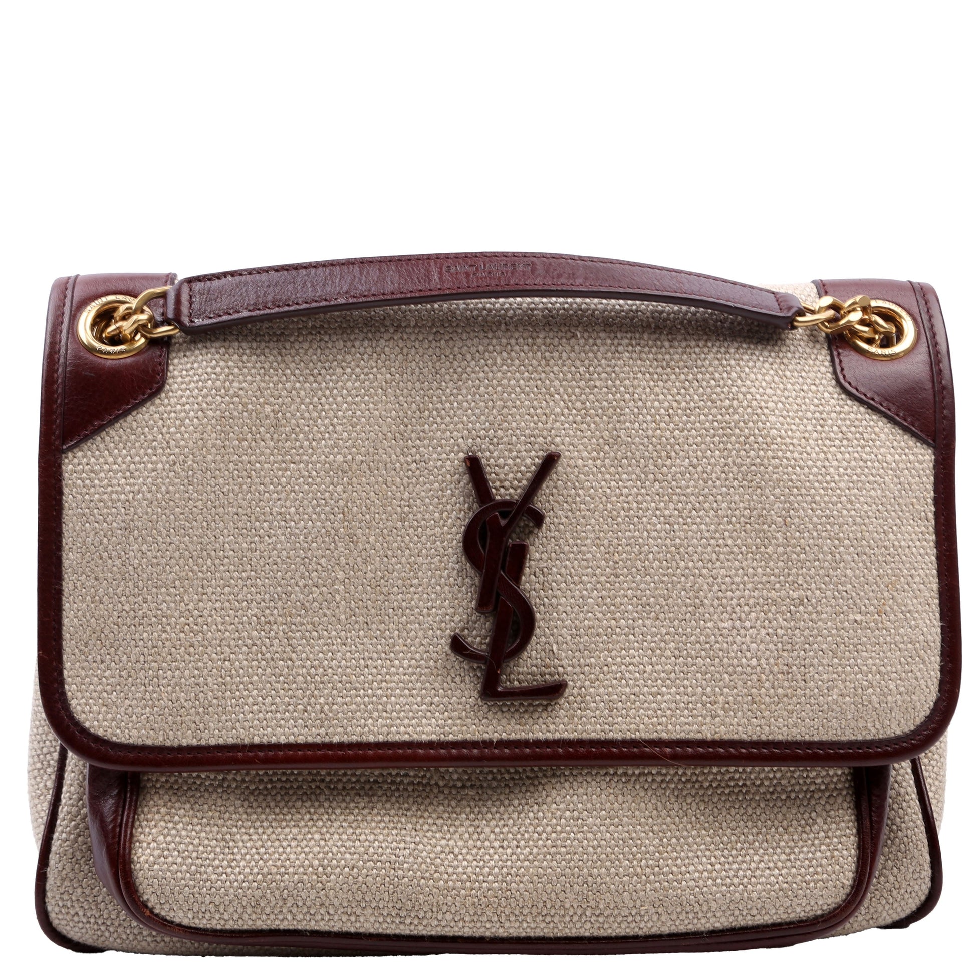 YSL Saint Laurent Saint Laurent Niki Medium Calfskin Tan Bag Leather Canvas Travel Bag