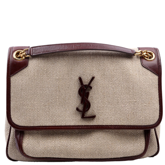 YSL Saint Laurent Saint Laurent Niki Medium Calfskin Tan Bag Leather Canvas Travel Bag