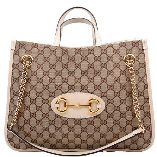 Gucci Horsebit White Large Tote Bag