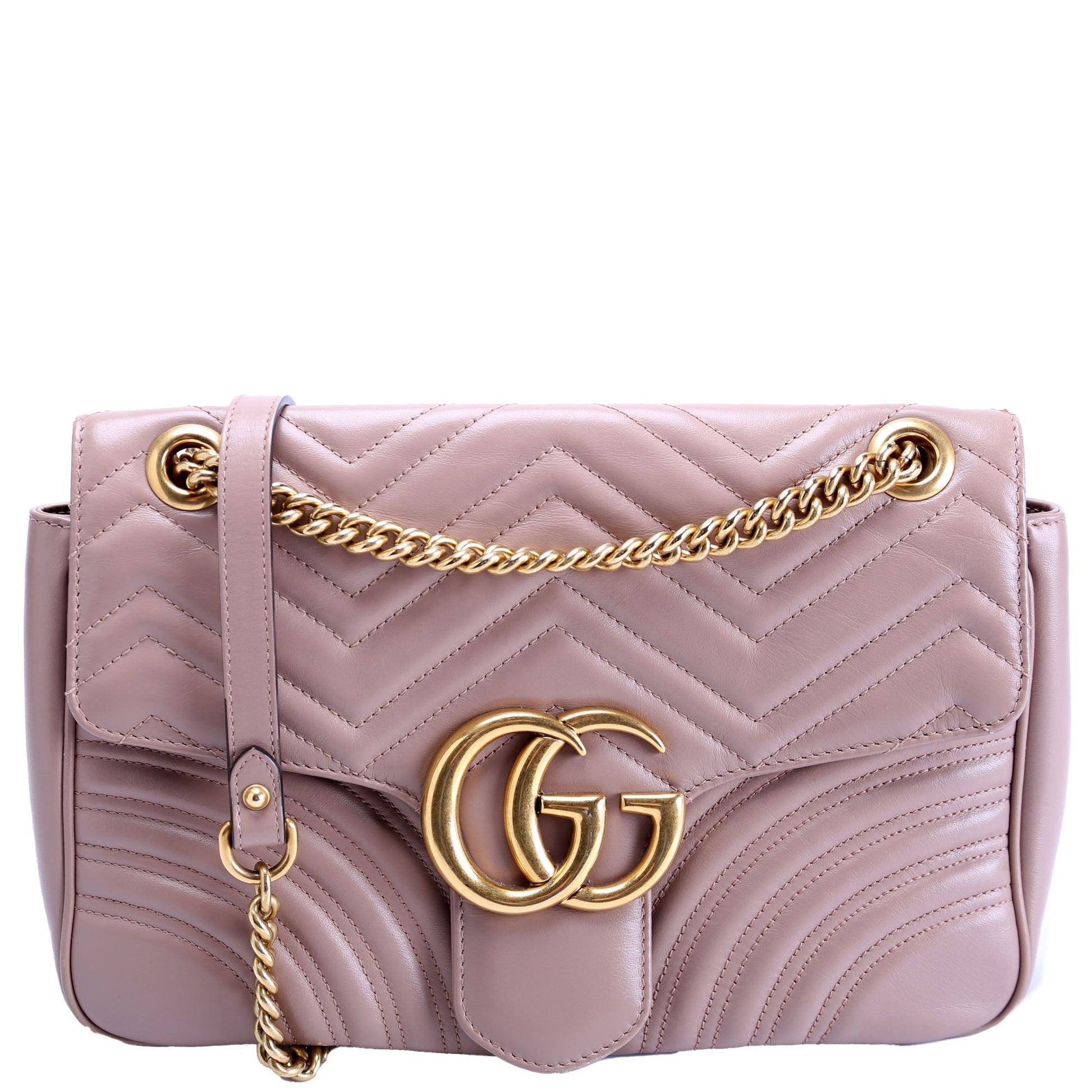 Gucci Marmont Nude Leather Medium Shoulder Bag