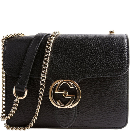 Gucci Interlocking Xbody Black Gold Small Travel Bag Black Gold
