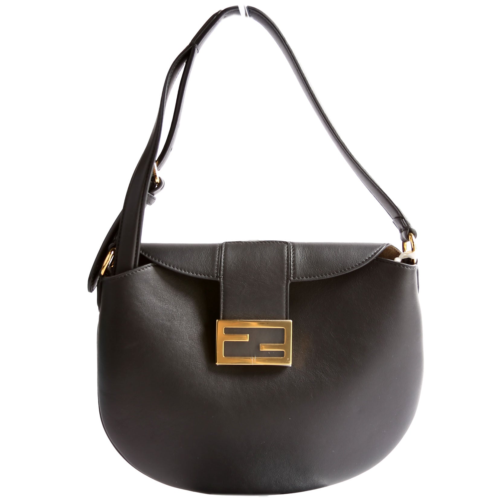 Fendi Croissant Hobo Bag Leather Black Small