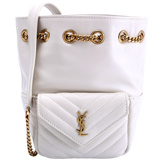YSL Saint Laurent Saint Laurent Joe Bucket Bag White Gold