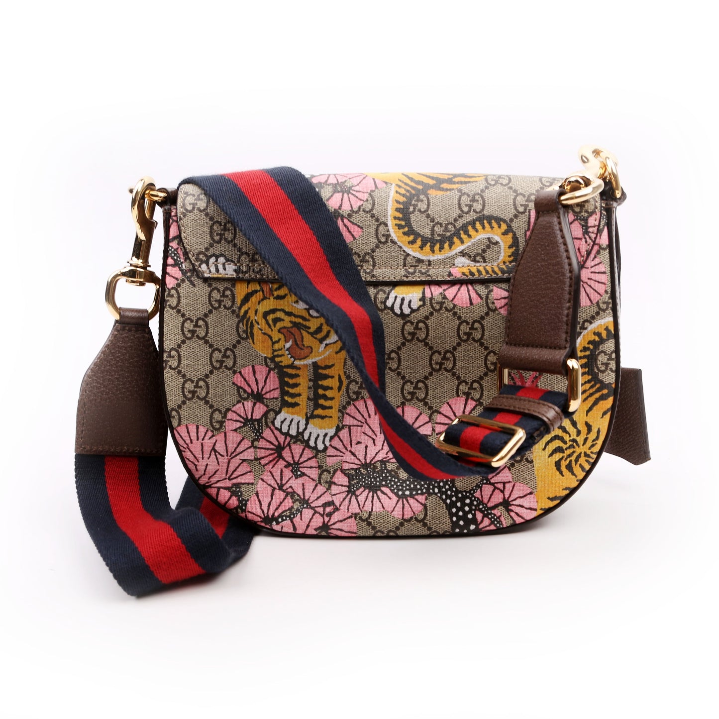 Gucci GG Supreme Bengal Padlock Messenger Brown Medium Travel Bag