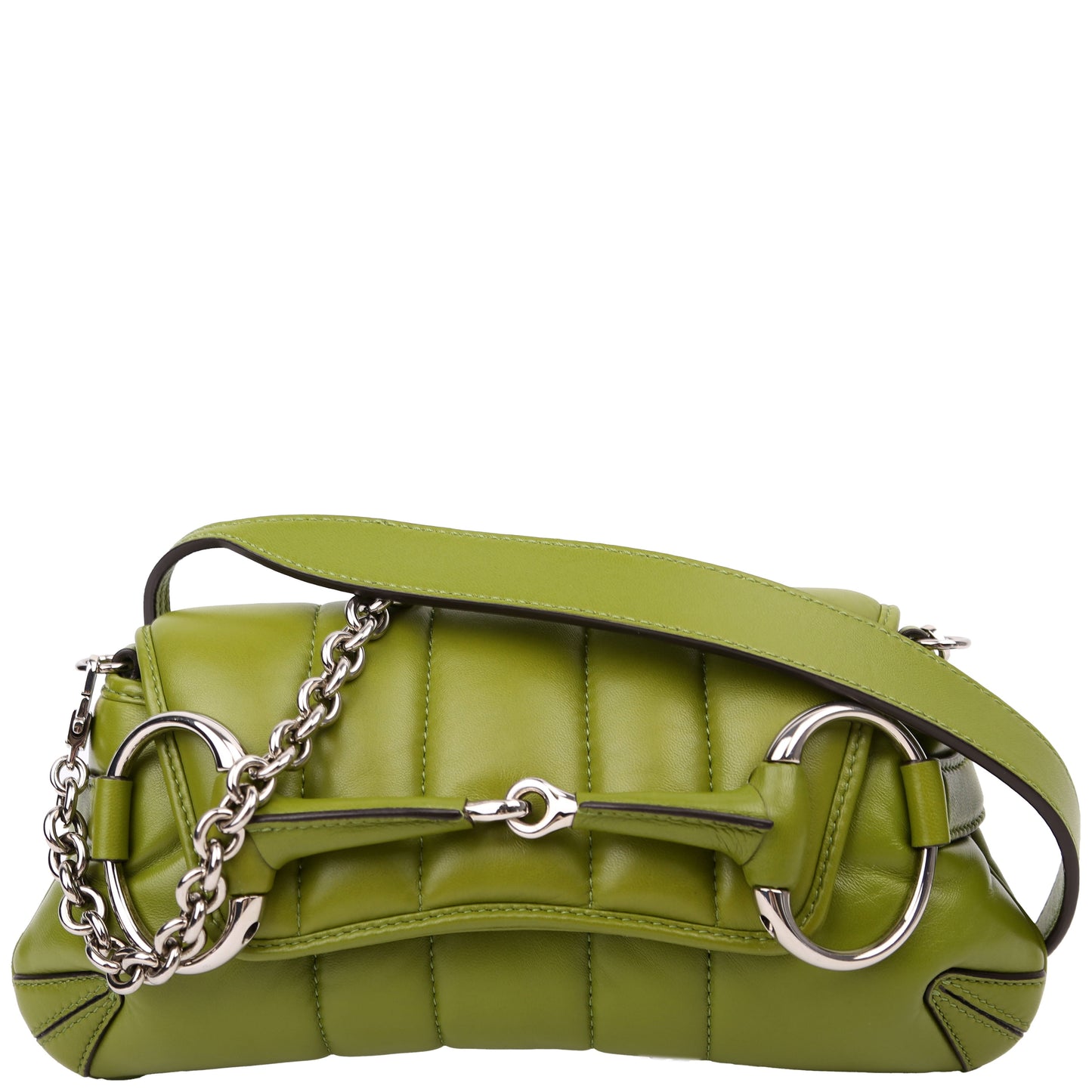 Gucci Vertical Maxi Horsebit Quilted Green Medium Chain Shoulder Bag