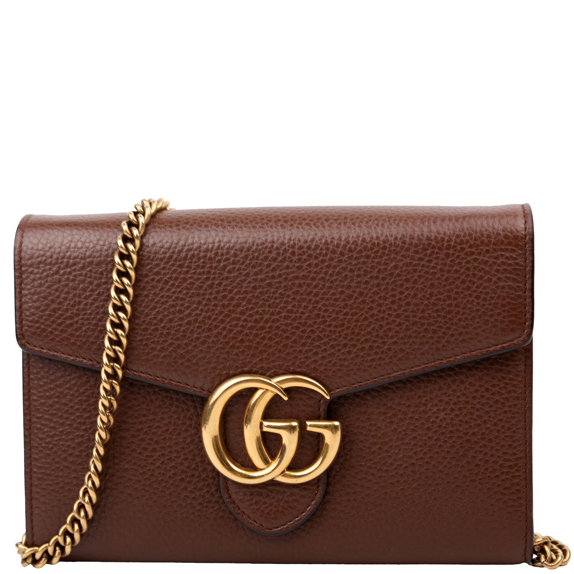 Gucci Marmont Brown Chain Wallet Case