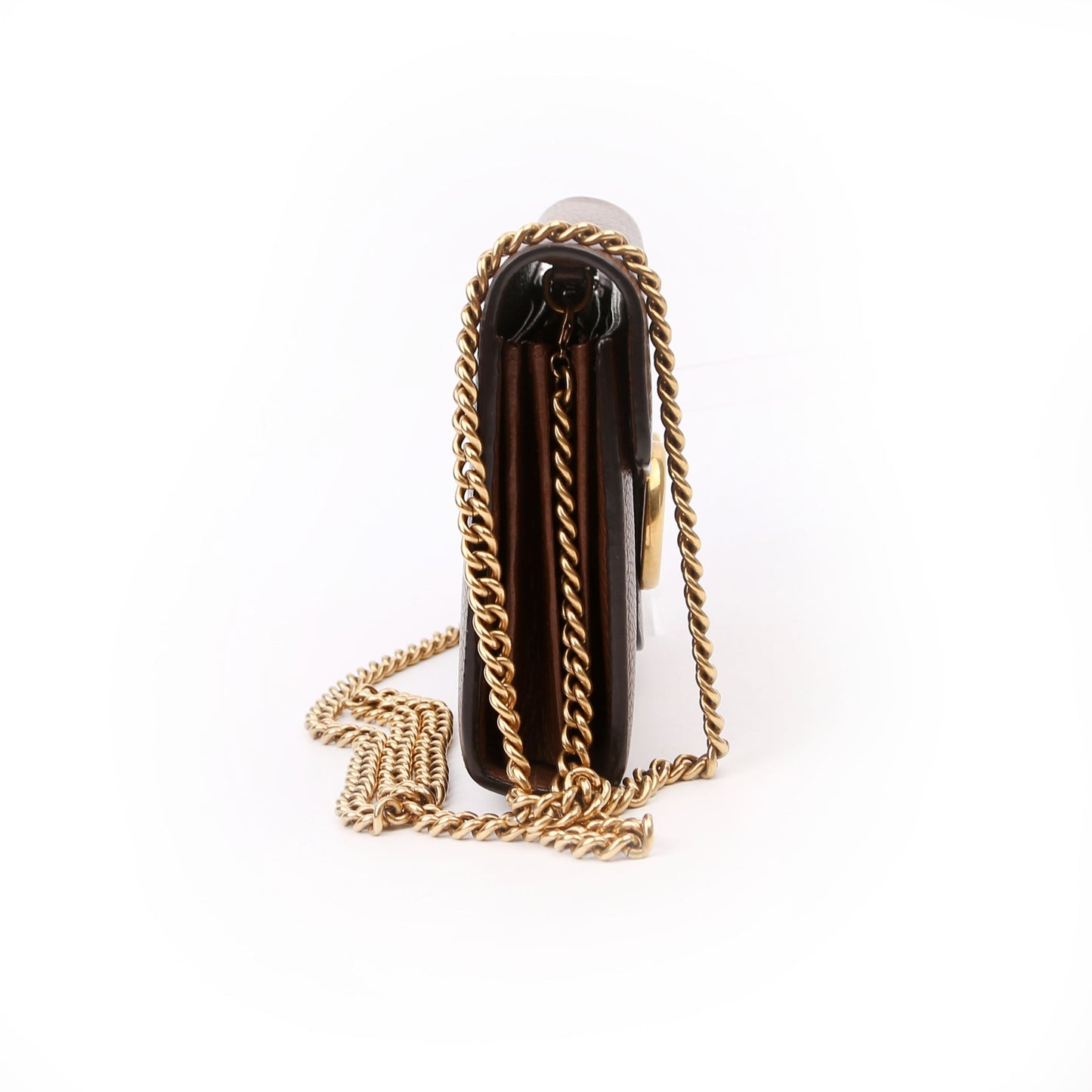Gucci Marmont Brown Chain Wallet Case