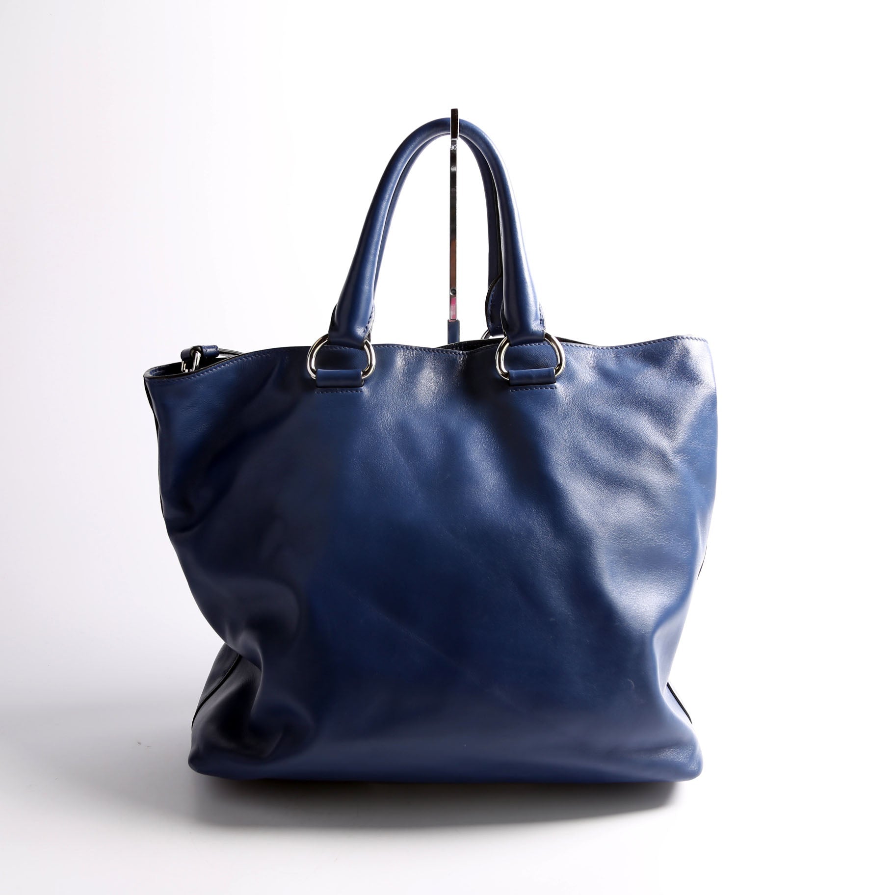 Prada Soft Calf Shopping Tote Bag Blue