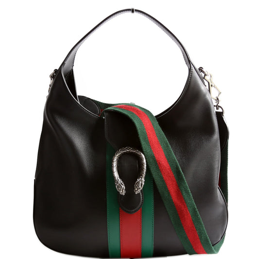 Gucci Web Stripe Dionysus Leather Black Shoulder Bag
