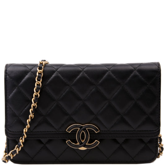 Chanel WOC CC Chic Quilted Lambskin Black Clutch Bag