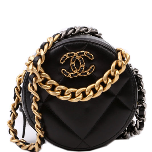 Chanel 19 Round Goatskin Clutch Bag