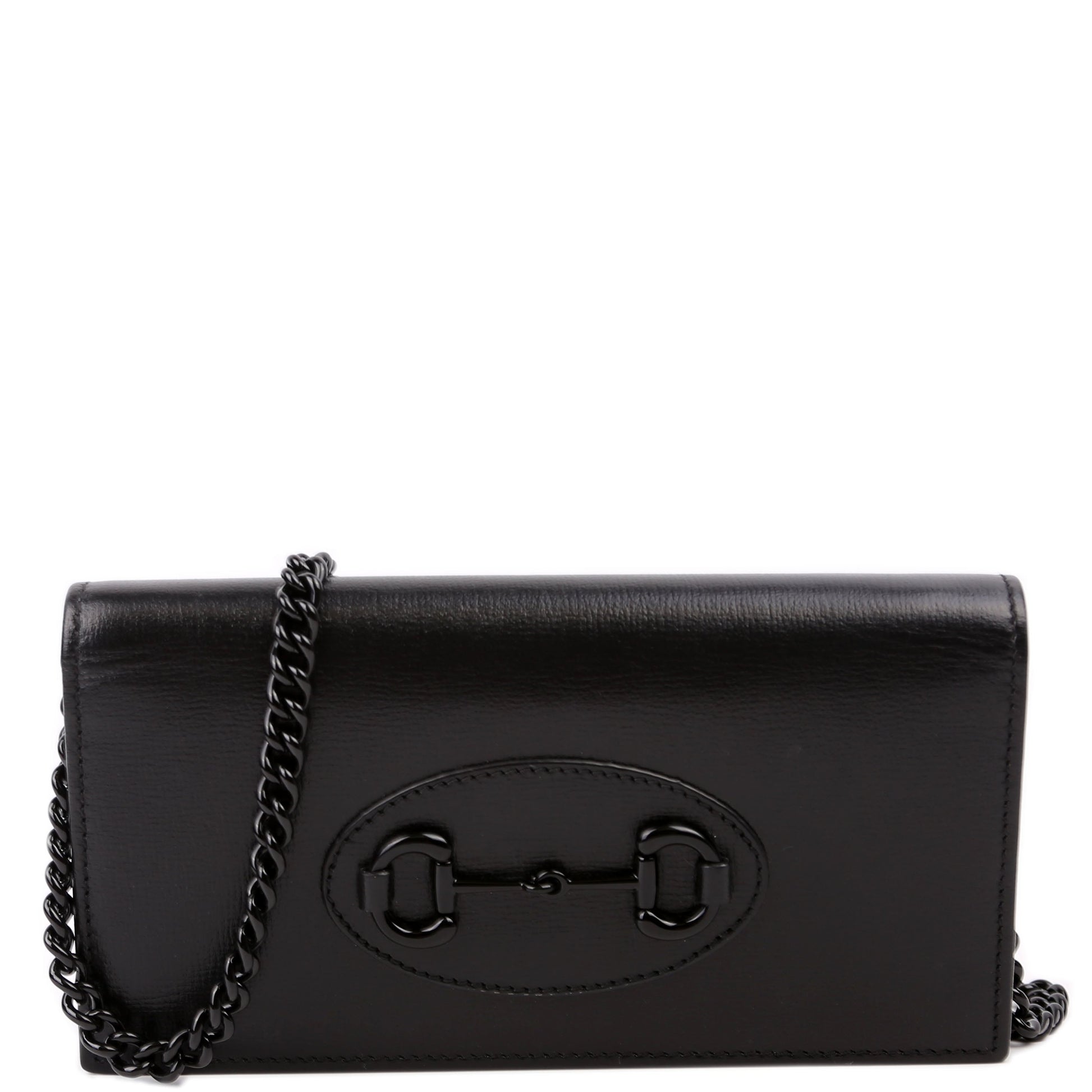 Gucci Horsebit W Black Chain Wallet Case