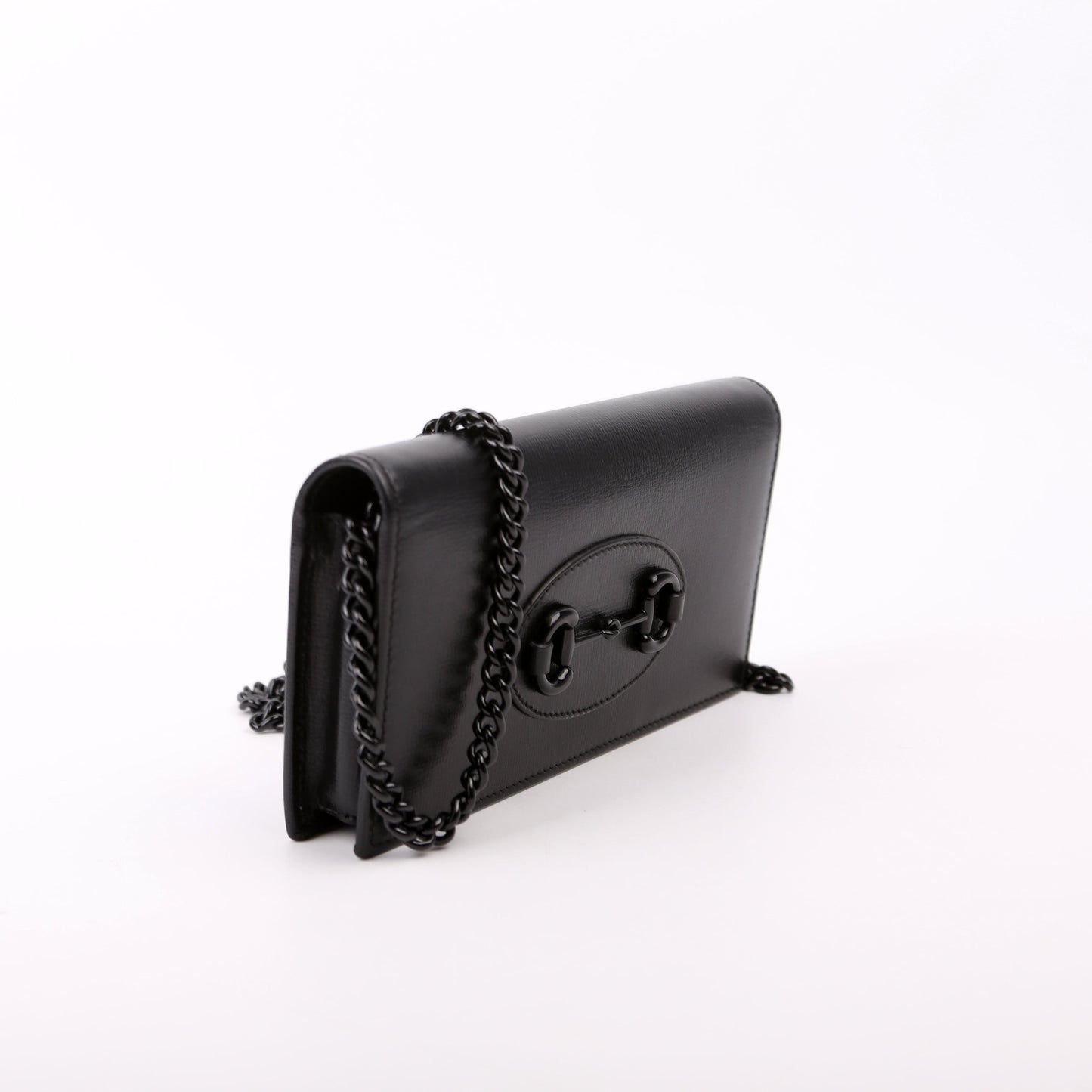 Gucci Horsebit W Black Chain Wallet Case