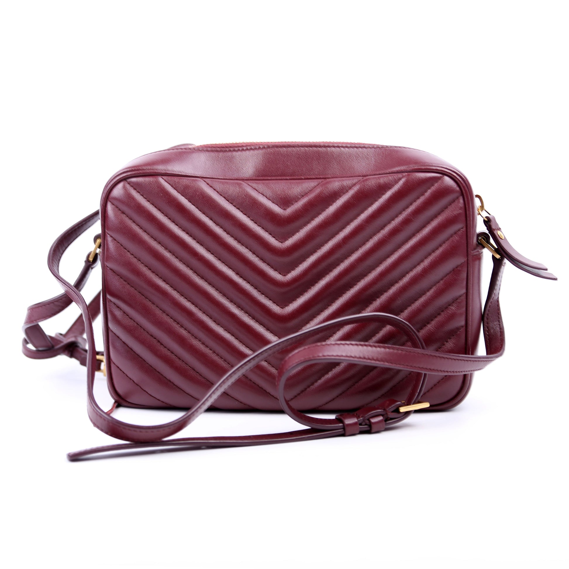 YSL Saint Laurent Lou Camera Burgundy Bag Quilted Travel Bag