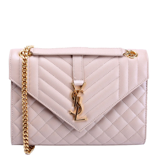 YSL Saint Laurent Saint Laurent Envelope Tri Quilt Nude Bag Medium Travel Bag