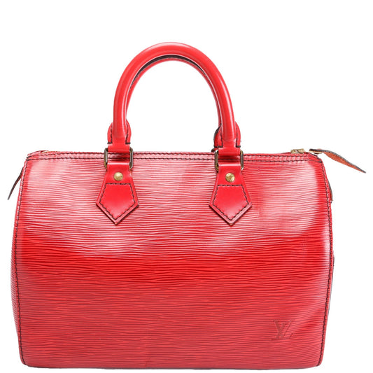 Louis Vuitton Speedy 25 Red Epi Handbag Red 3