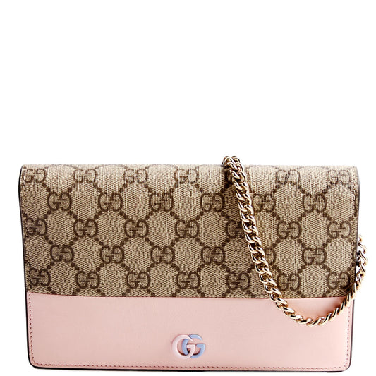 Gucci GG Supreme BI Color On Beige Blue Pink Wallet Case