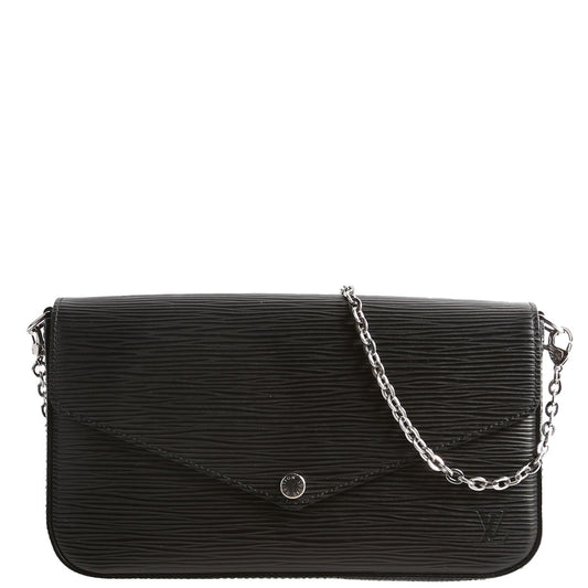 Louis Vuitton Pochette Felice Sier Epi Black Silver Clutch Bag