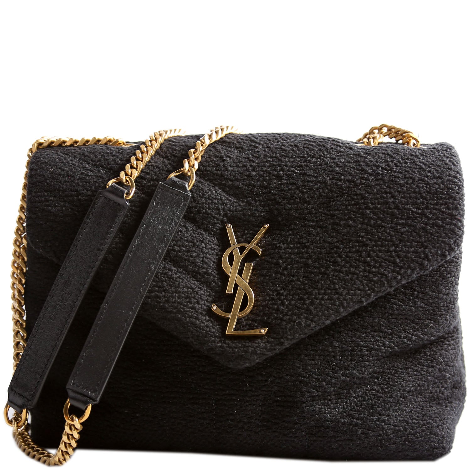 YSL Saint Laurent Saint Laurent Loulou Satchel Tweed Bag Black Small Travel Bag