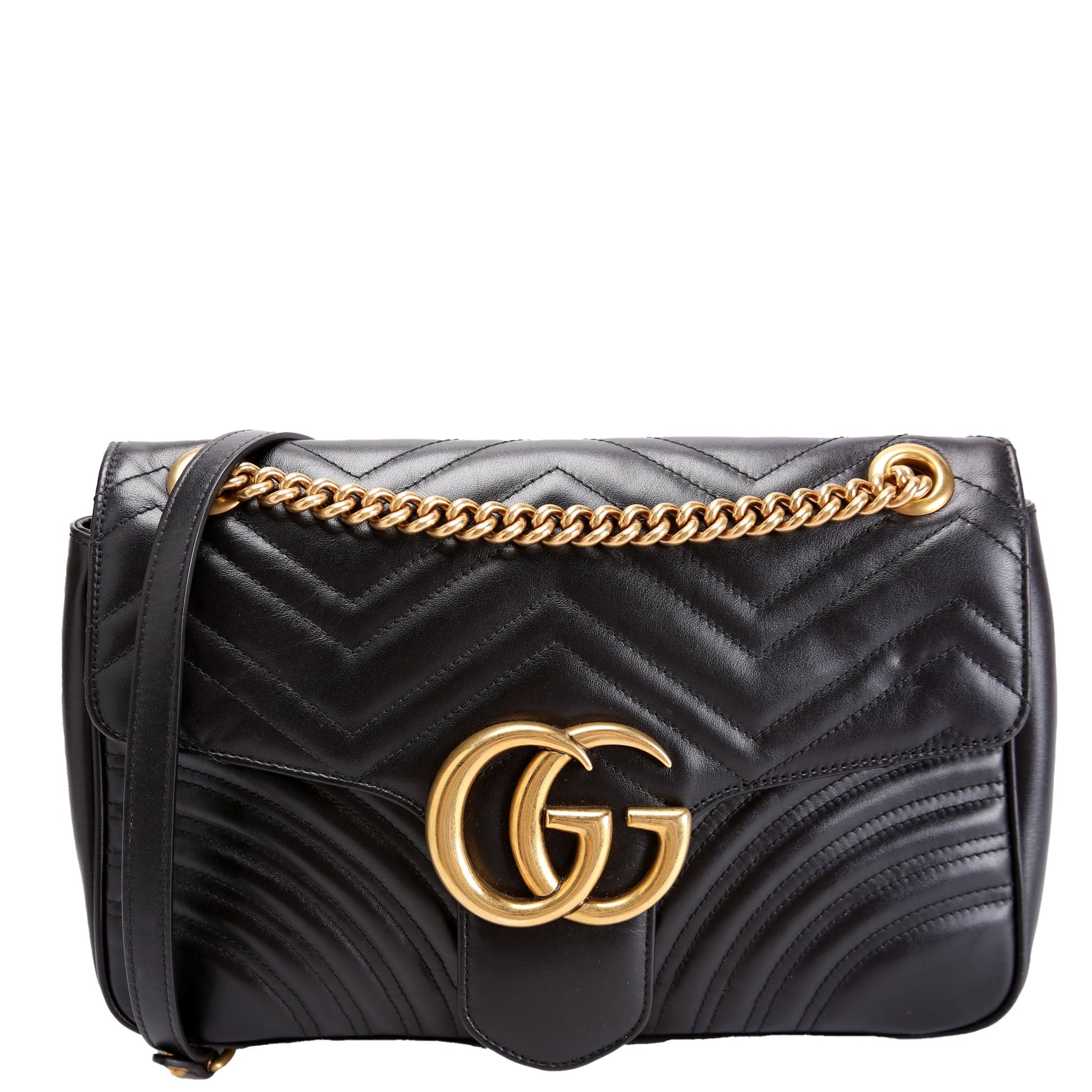 Gucci Marmont Leather Black Medium Shoulder Bag