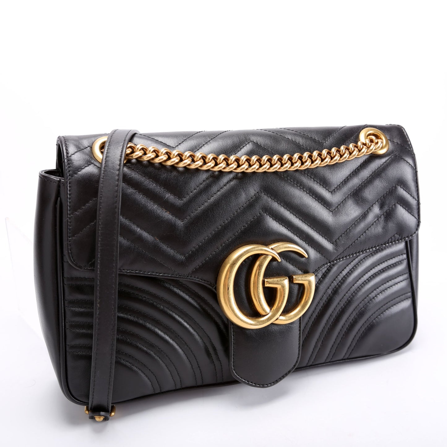 Gucci Marmont Leather Black Medium Shoulder Bag