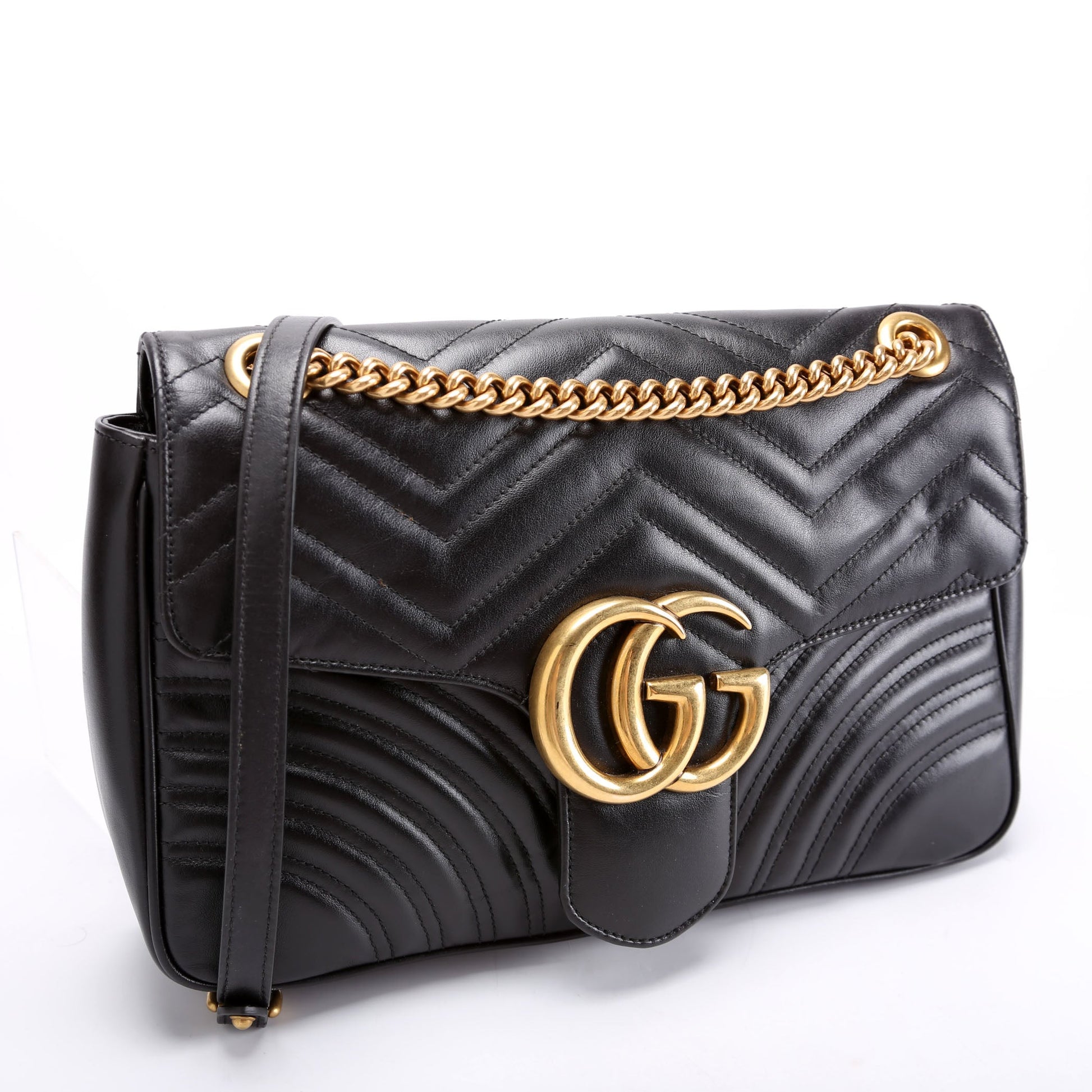 Gucci Marmont Leather Black Medium Shoulder Bag
