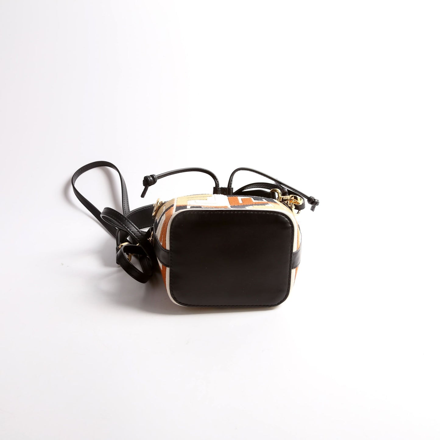 Fendi 8Bs010 Mon Tresor Bucket Ff Bag Leather Canvas Black Bucket Bag