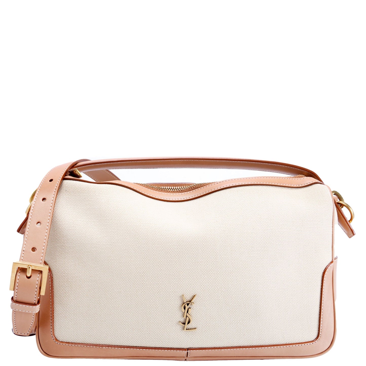 YSL Saint Laurent Saint Laurent Camera Top Handle Tan Bag Leather Canvas Travel Bag