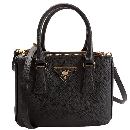 Prada Saffiano Lux Galleria Bag Black Mini Travel Bag