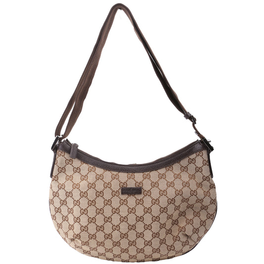 Gucci GG Half Moon Canvas Shoulder Bag