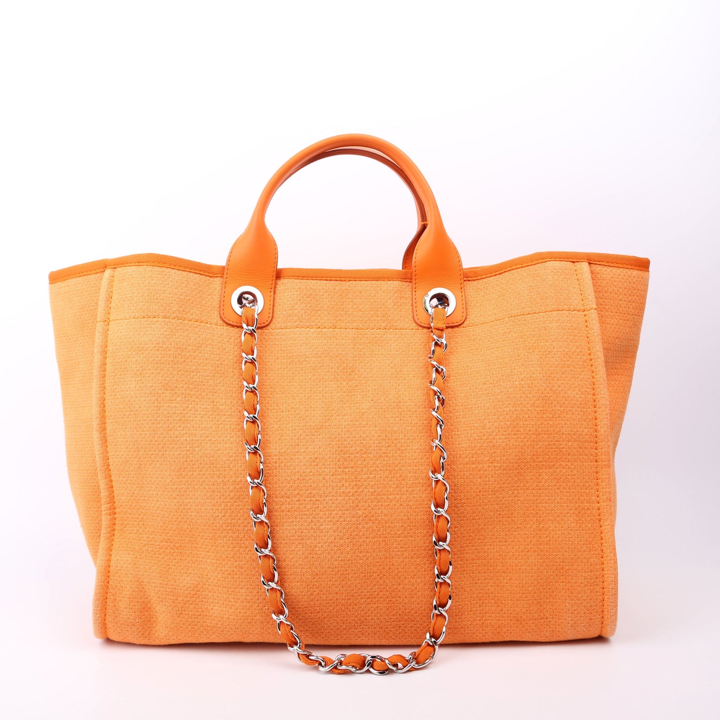 Chanel Deauville Mixed Fibers 20M Orange Handbag