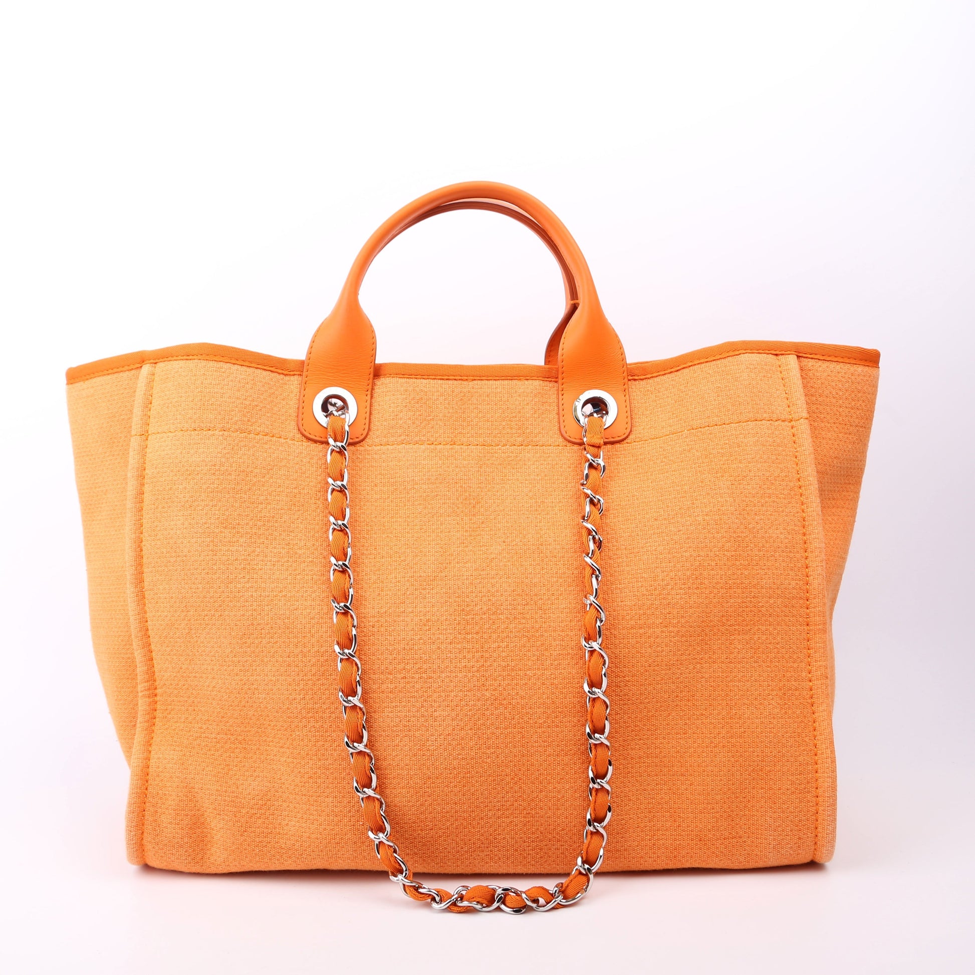 Chanel Deauville Mixed Fibers 20M Orange Handbag