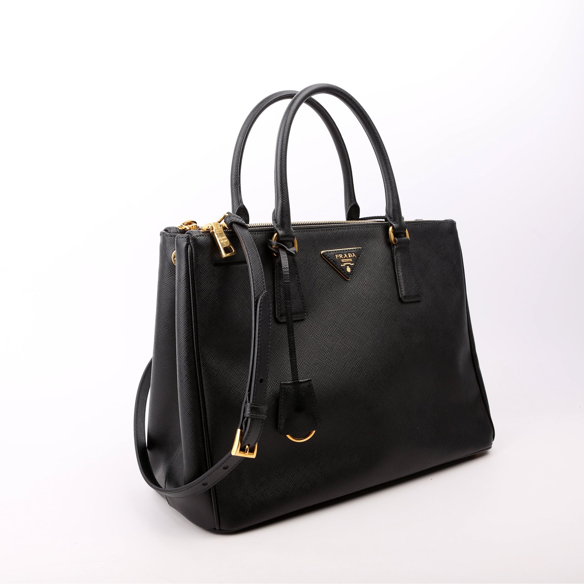 Prada Saffiano Galleria Bag Black Medium Travel Bag