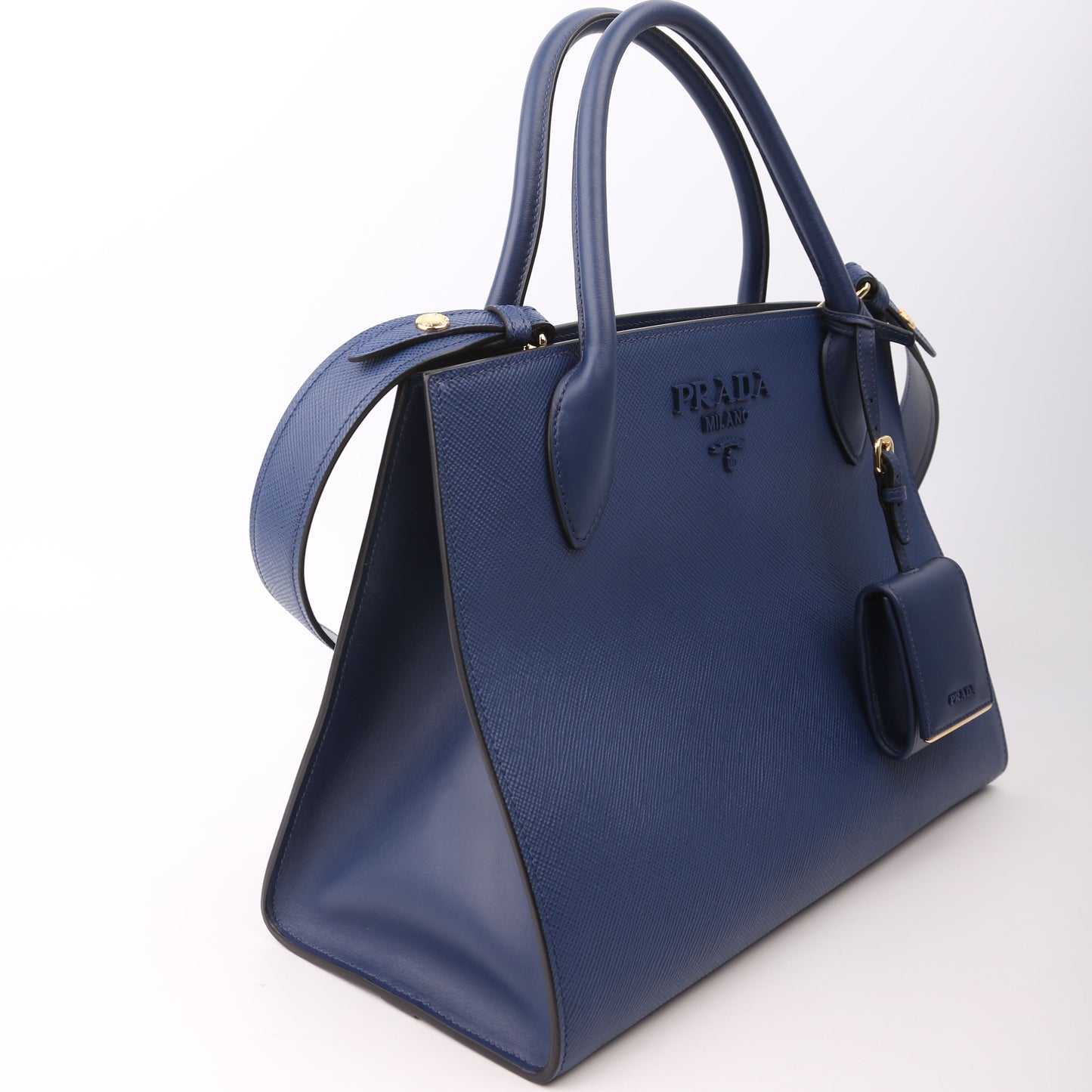 Prada Monochrome Saffiano Cuir Bag Blue Medium Travel Bag