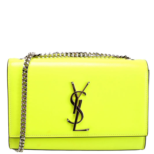 YSL Saint Laurent Saint Laurent Kate Satchel Grain Neon Yellow Small Travel Bag