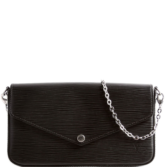 Louis Vuitton Pochette Felicie Epi Black Clutch Bag Black 2